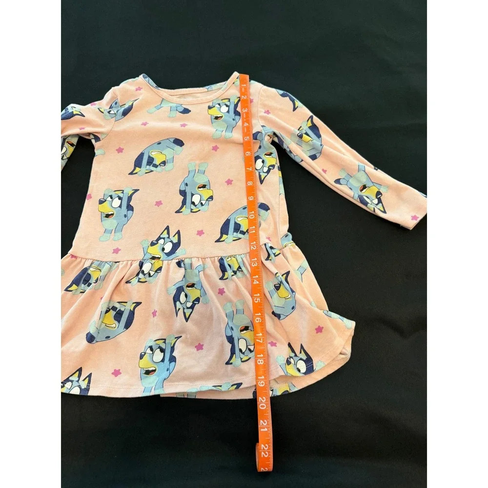 Bluey Girls Pink Long Sleeve Ruffle Skirt Dress Size 4T Cotton Blend FL2483748EY